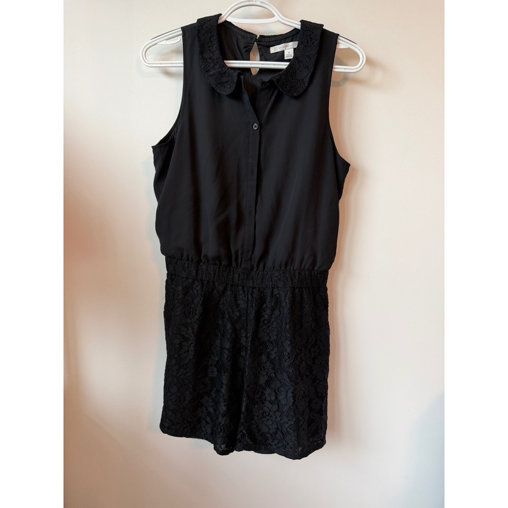 LC Lauren Conrad Black Lace Romper Sleeveless Peter Pan Collar Size 6